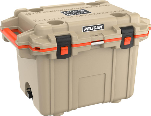 Pelican 50QT Elite Cooler, Tan & Orange