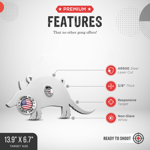 Dragon Targets Baby Armadillo 3/8" AR500 Steel Shooting Target