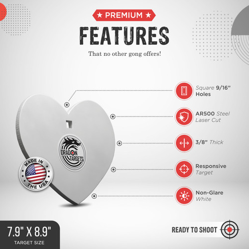Dragon Targets Heart 3/8" AR500 Steel Shooting Target