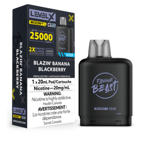 Level X Boost Pod - Flavour Beast - Blazin' Banana Blackberry (20MG /20mL) Level X Boost Pod - Flavour Beast - Blazin' Banana Blackberry (20MG /20mL)