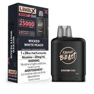Level X Boost Pod - Flavour Beast - Wicked White Peach (20MG /20mL) Level X Boost Pod - Flavour Beast - Wicked White Peach (20MG /20mL)