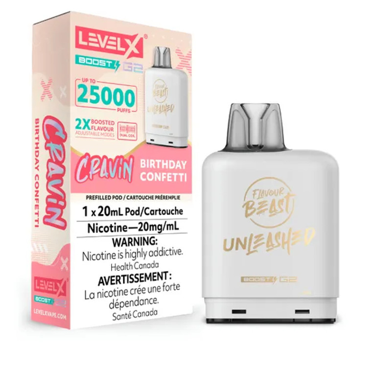 Level X Boost Pod - Flavour Beast - Birthday Confetti (20MG/20mL) ON