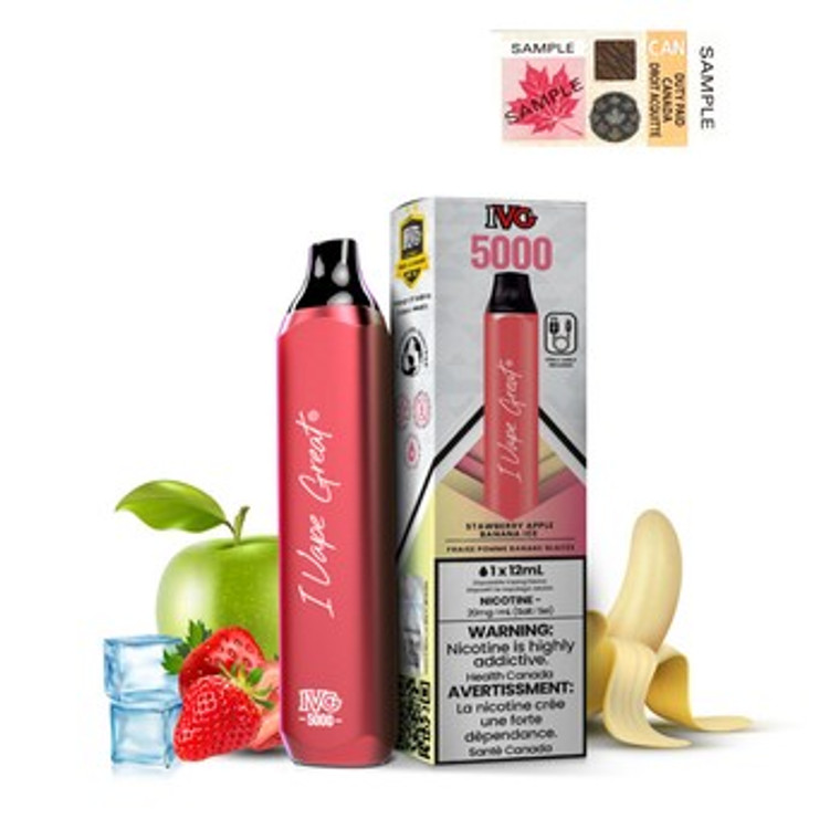 IVG Bar Max 5000 Puffs Disposable Vape - Strawberry Apple Banana Ice