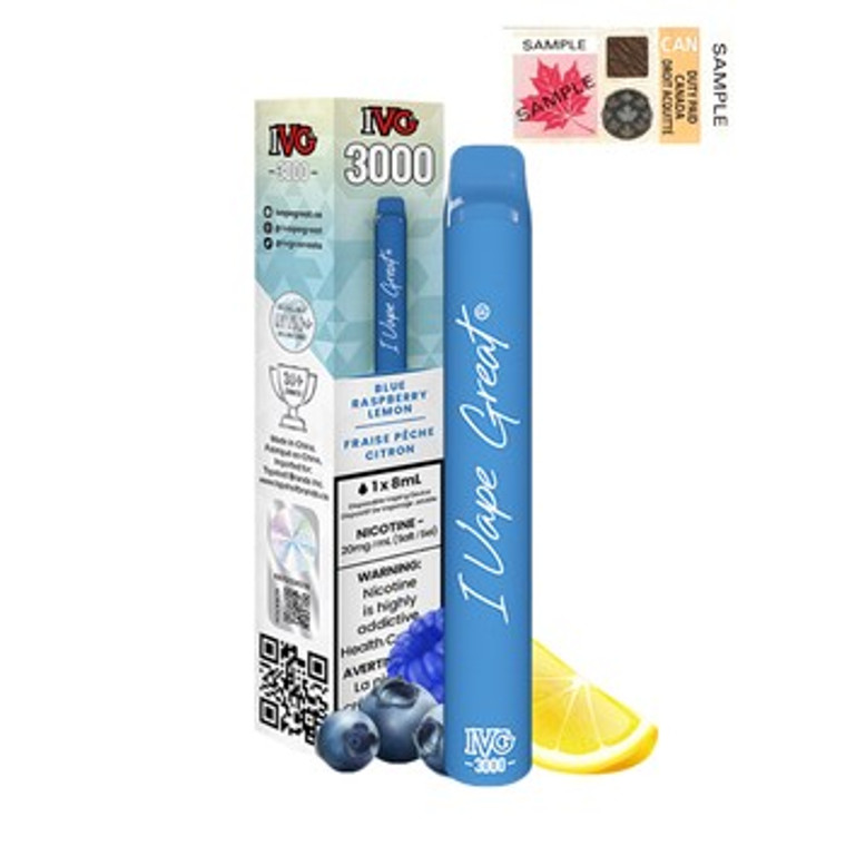 IVG 3000 Disposable - Blue Raspberry Lemon (3000 puff/20mg)