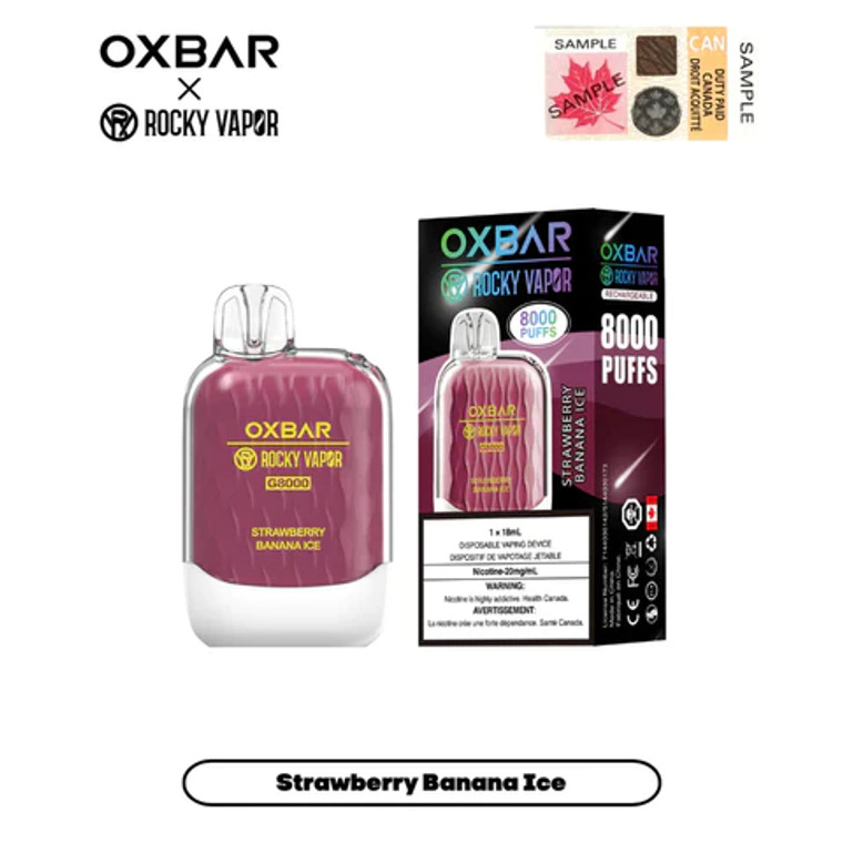 Oxbar G 8000 8k Puffs Disposable - Strawberry Banana Ice (20mg/18mL)