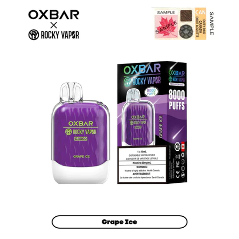 Oxbar G 8000 8k Puffs Disposable - Grape Ice (20mg/18mL)