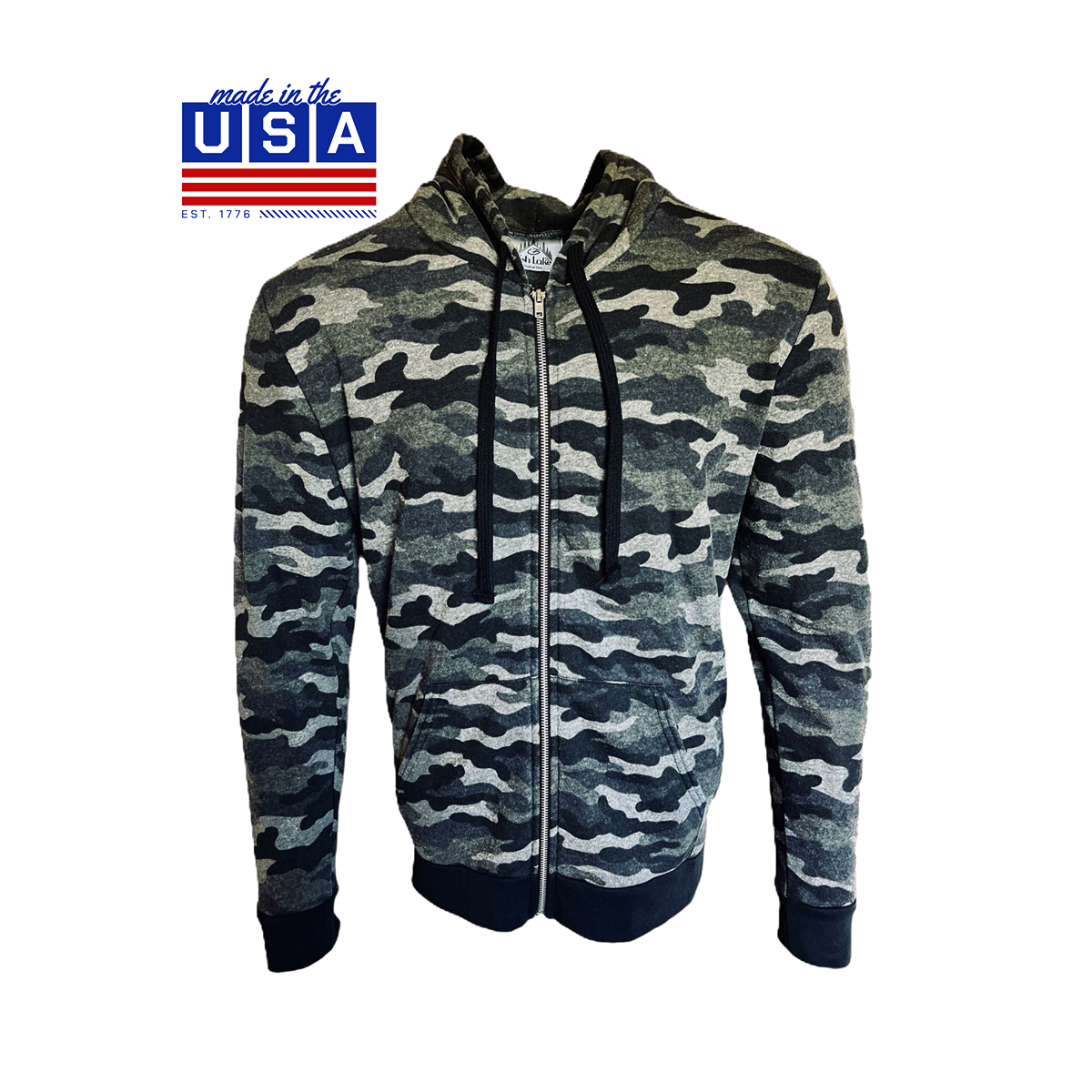 Men's Camo Full Zip Fishing Hoodie – Made in USA | Fish Lake Co