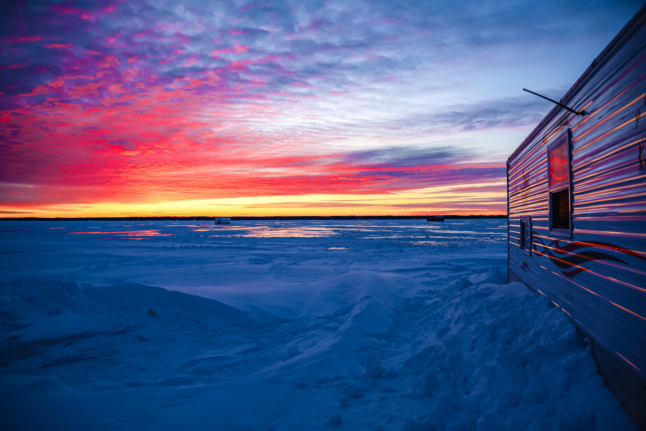 ​Title: A Chill Adventure at Upper Red Lake: Ice Fishing, Good Company, and Comfort