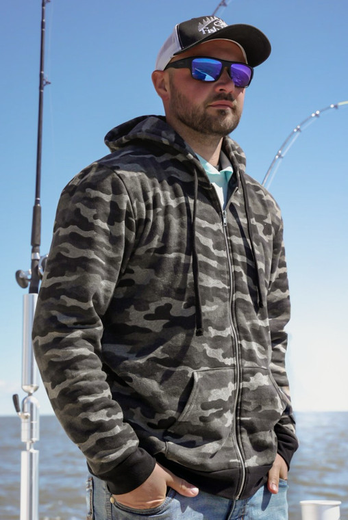 Men's Camo Full Zip Fishing Hoodie – Made in USA | Fish Lake Co