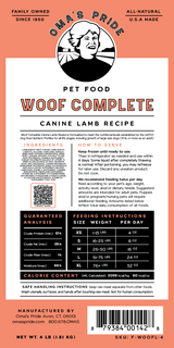 Oma's Pride Woof Complete Canine Lamb Recipe 4 lb