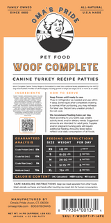 Woof Complete Canine Turkey Recipe Patties 14-Pack