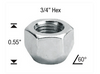 12X1.25 1/2 HEX OPEN END LUG NUT