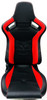 SPORT SEAT IMITATION LEATHER ADJUSTABLE BLACK/RED WITH RED STITCH 2PC LEFT/RIGHT