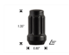 WHEEL LUG NUTS 6 SPLINE 12X 1.5 1/20 BLACK