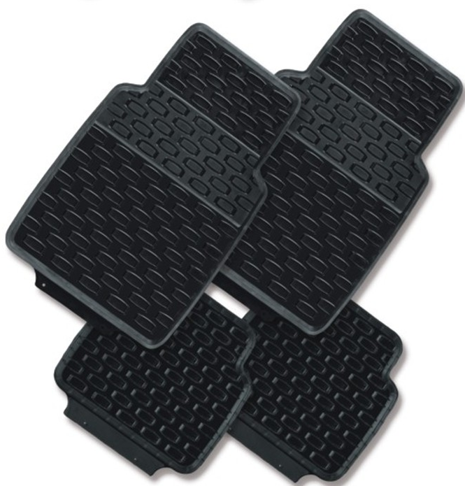 Rubber Mat With Rim UNIVERSAL RUBBER MATS 4PC BLACK FRONT 274.75X18, REAR 16X18 INCH