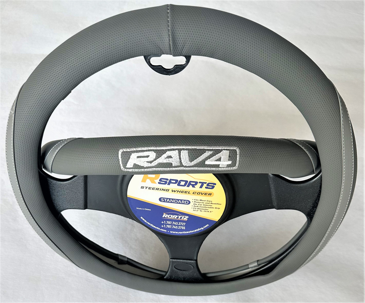 STEERING COVER RAV4 GREY STITCH SILVER