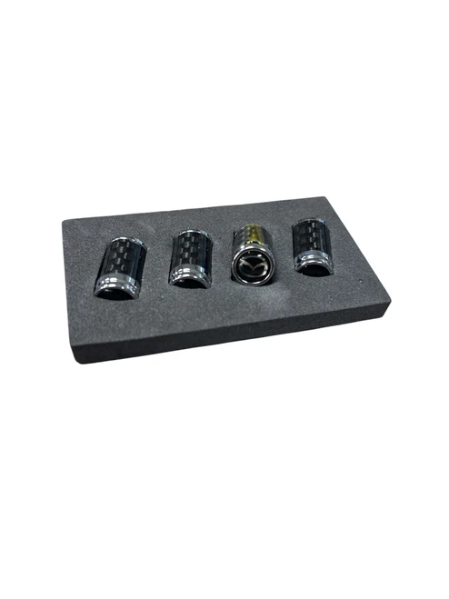 VALVE CAP REAL CARBON FIBER /CHROME MAZDA 4PC BOX