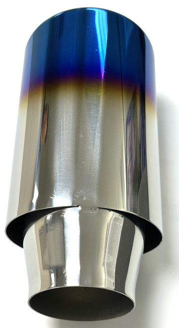 MUFFLER TIP STAINLESS STEEL/ BLUE FRONT HOLE 3.5 AND BACK HOLE 2.5 INCH