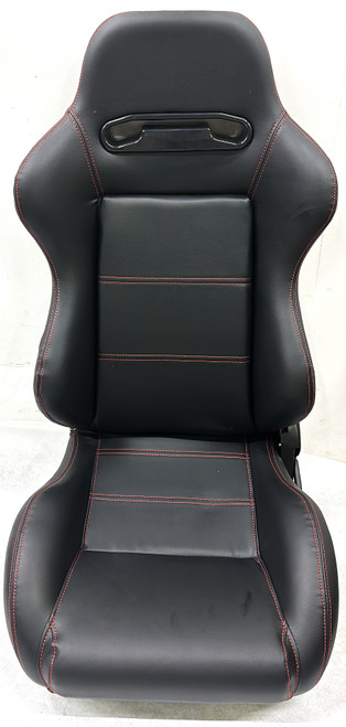 SPORT SEAT IMITATION LEATER ADJUSTABLE BLACK WITH RED STITCH 2PC LEFT/RIGHT