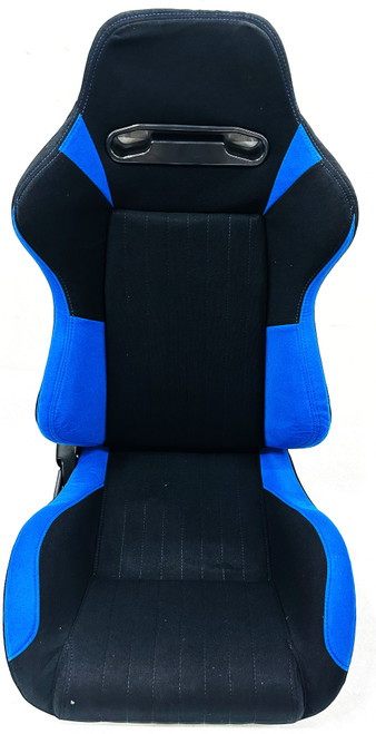 SPORT SEAT FABRIC ADJUSTABLE BLACK /BLUE WITH BLUE STITCH 2PC LEFT/RIGHT