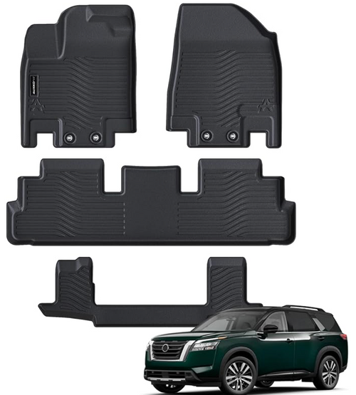 3D CUSTOM MADE FLOOR MATS NISSAN PATHFINDER 2022-2025 BLACK