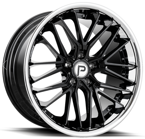 PINNACLE LEGACY 20X8.5 5-114.3 CB 73.1 GLOSS BLACK WITH S/S LIP
