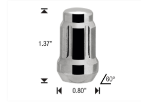 WHEEL LUG NUTS 6 SPLINE 12X1.5 1/20 CHROME