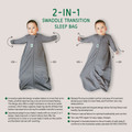 2-IN-1 Swaddle Transition Sleep Bag / Warm Weight 1.5 Tog / Grey