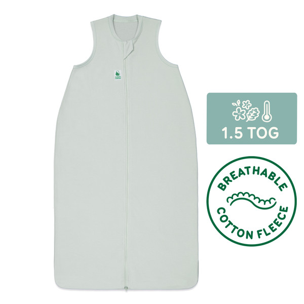 Sleeping Bag / 1.5 Tog Sleeveless / Jade Mist (Cotton Fleece)