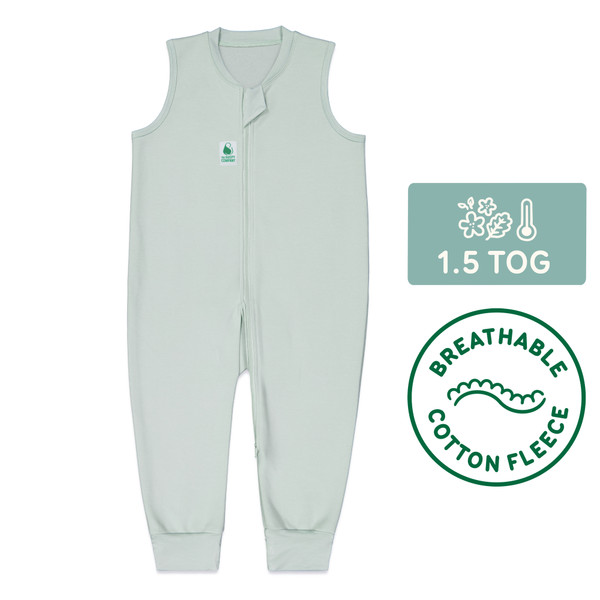 Sleepsuit / 1.5 Tog Sleeveless / Jade Mist (Cotton Fleece)