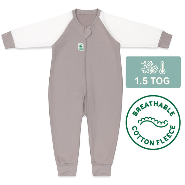 Sleepsuit / 1.5 Tog Long Sleeve / Dolphin Grey (Cotton Fleece)