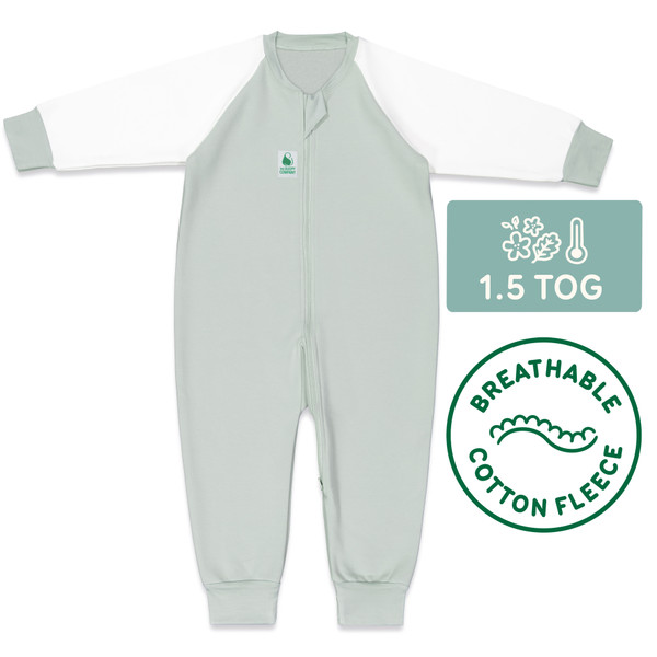 Sleepsuit / 1.5 Tog Long Sleeve / Jade Mist (Cotton Fleece)
