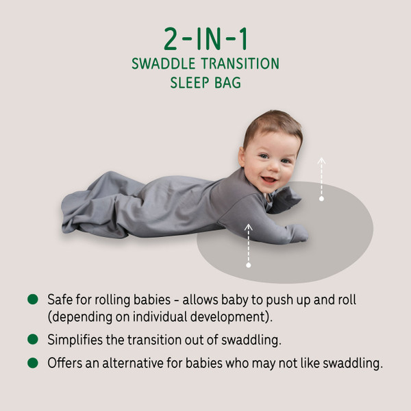 2-IN-1 Swaddle Transition Sleep Bag / Light Weight Bamboo / Bright White
