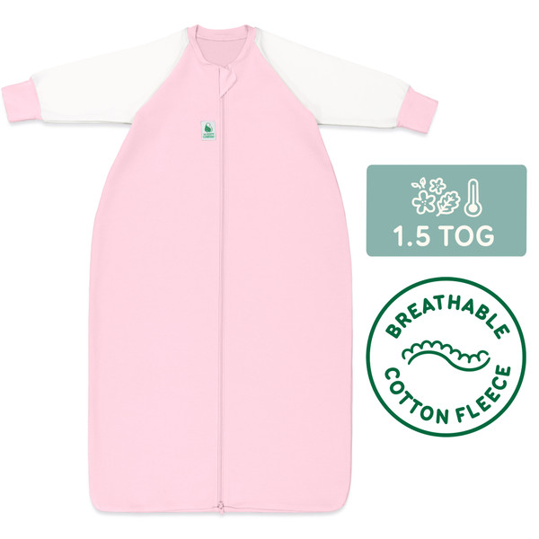 Sleeping Bag / 1.5 Tog Long Sleeve / Pink (Cotton Fleece)
