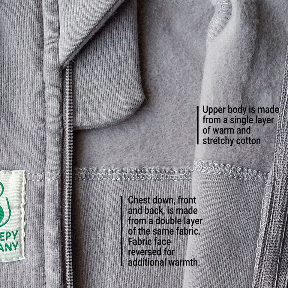 2-IN-1 Swaddle Transition Sleep Bag / Warm Weight 2.5 Tog / Grey