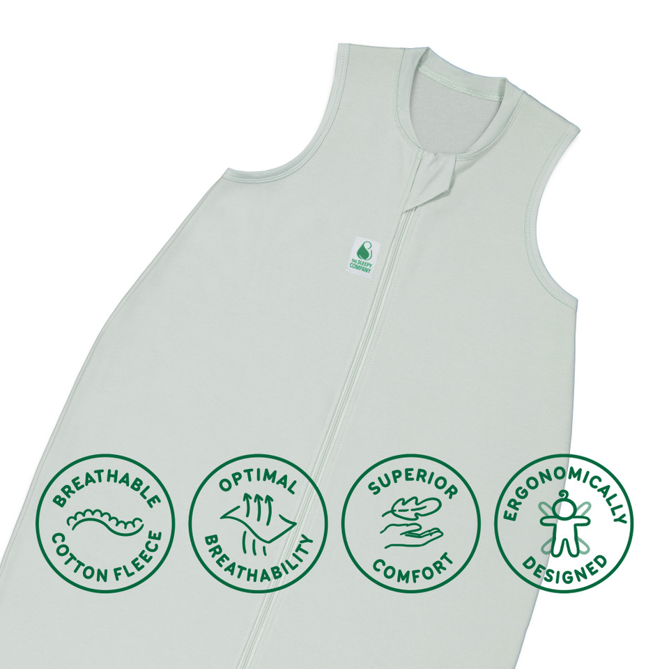 Sleeping Bag / 1.5 Tog Sleeveless / Jade Mist (Cotton Fleece)