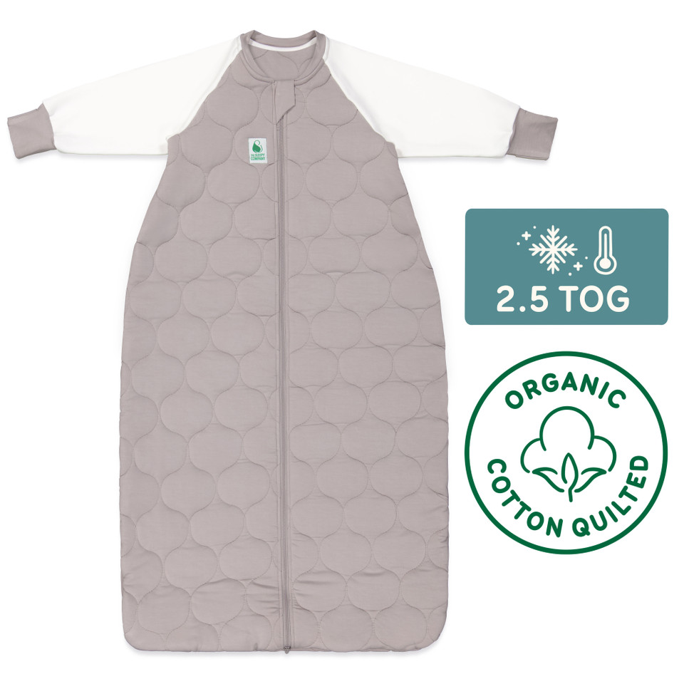 Sleeping Bag / 2.5 Tog Long Sleeve / Dolphin Grey (Organic Cotton Quilted, Bamboo Lining)