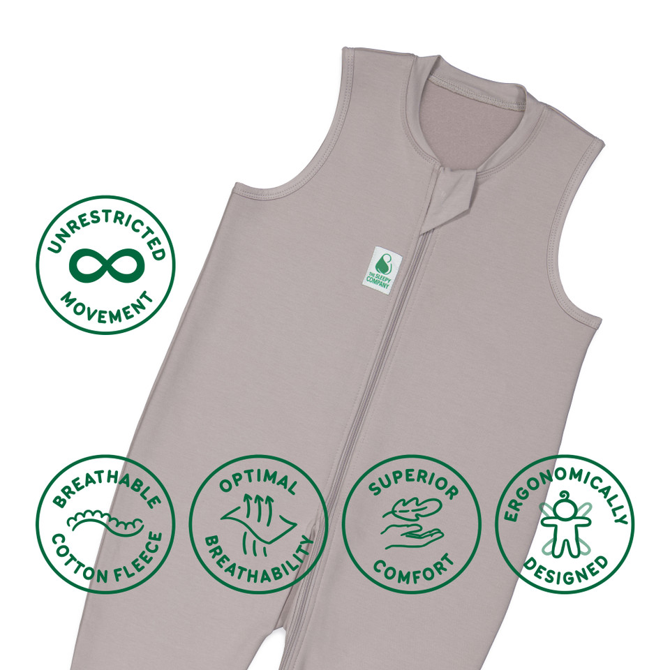 Sleepsuit / 1.5 Tog Sleeveless / Dolphin Grey (Cotton Fleece)