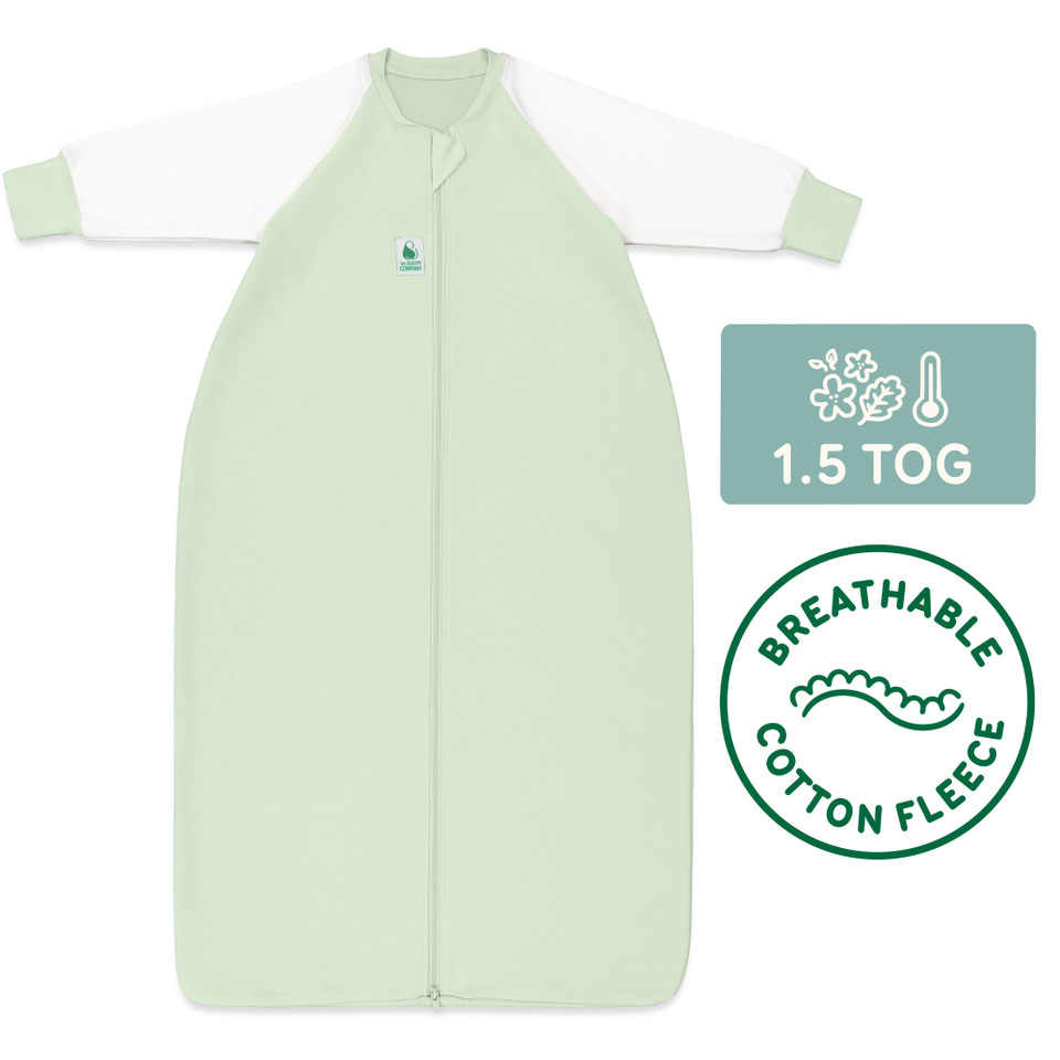 Sleeping Bag / 1.5 Tog Long Sleeve / Mint (Cotton Fleece)
