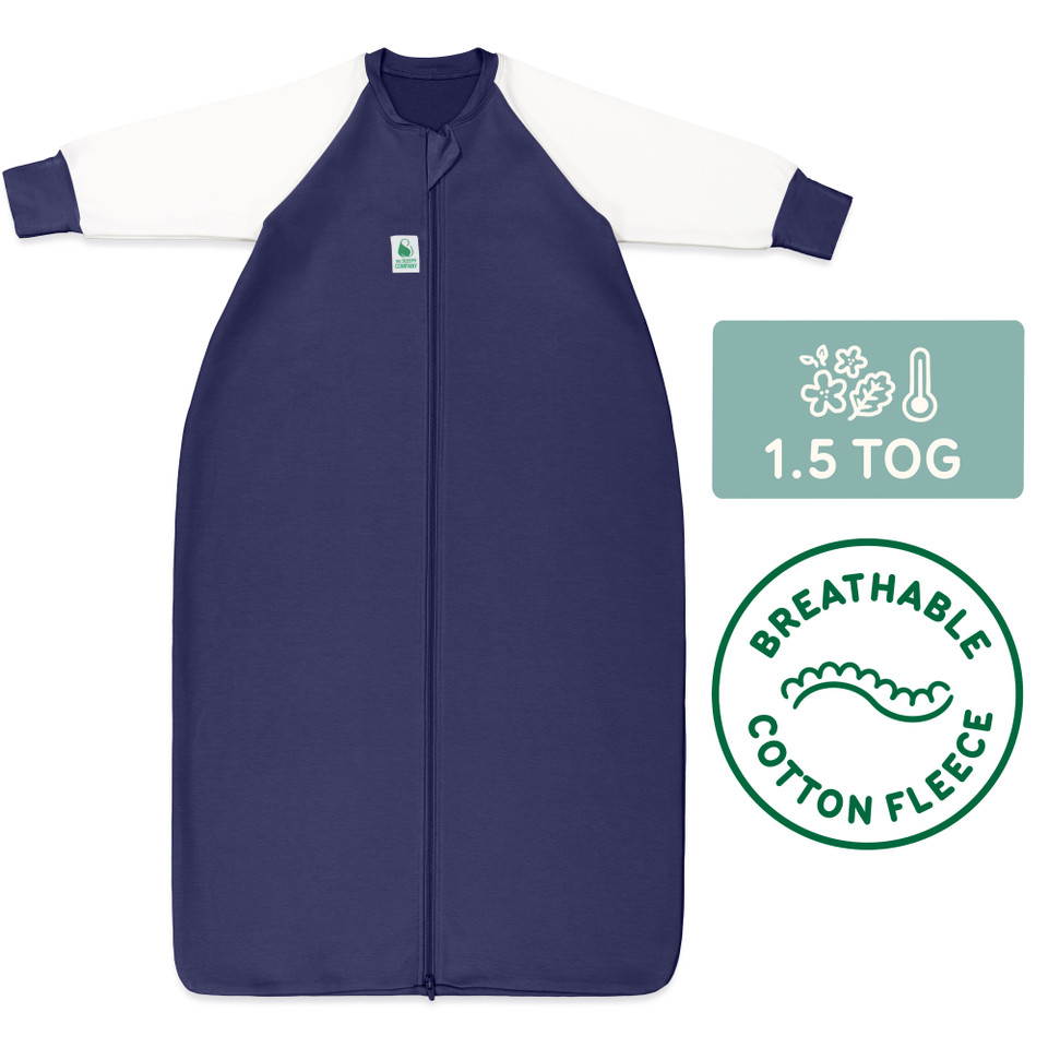 Sleeping Bag / 1.5 Tog Long Sleeve / Navy (Cotton Fleece)