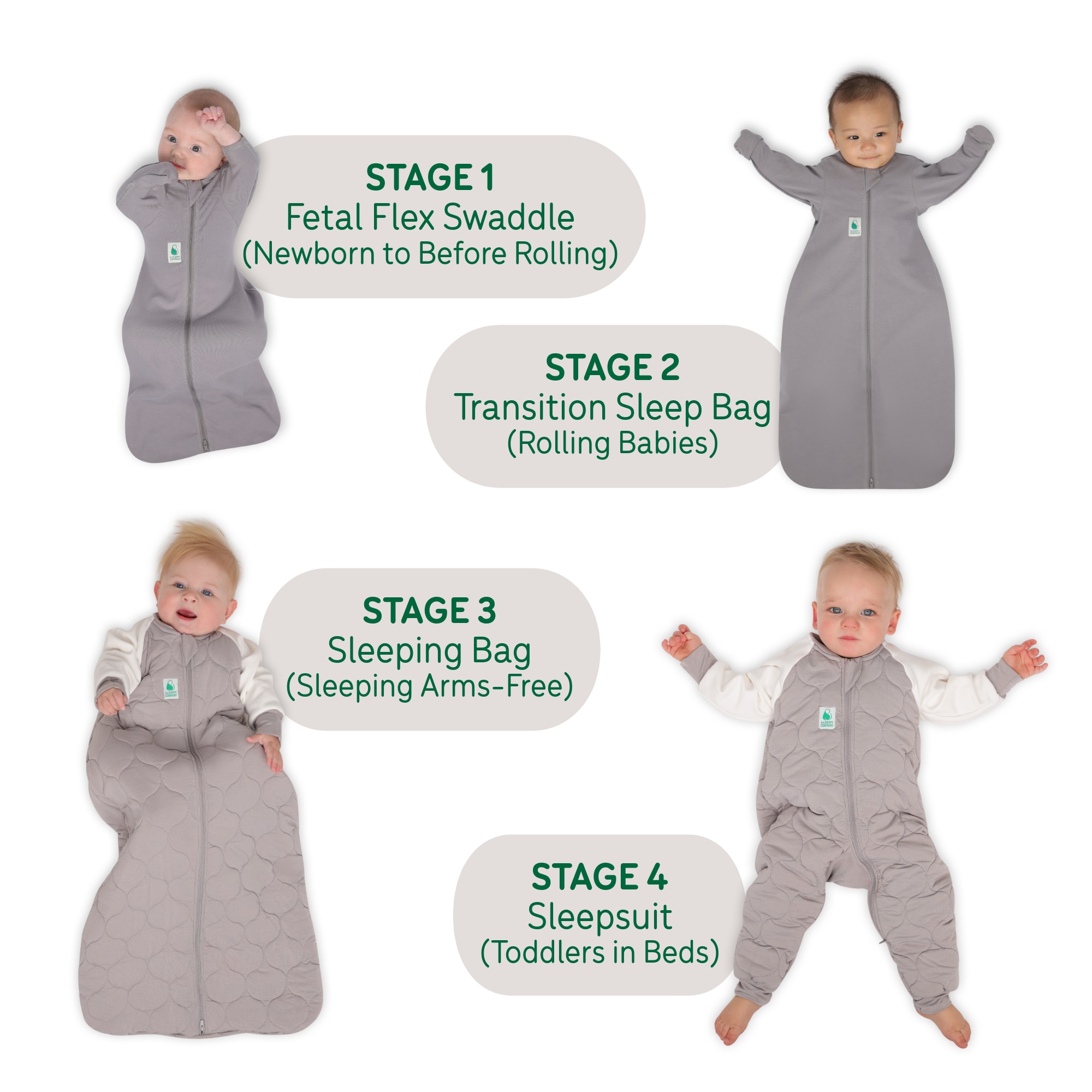 2-IN-1 Swaddle Transition Sleep Bag Warm Weight Tog Grey