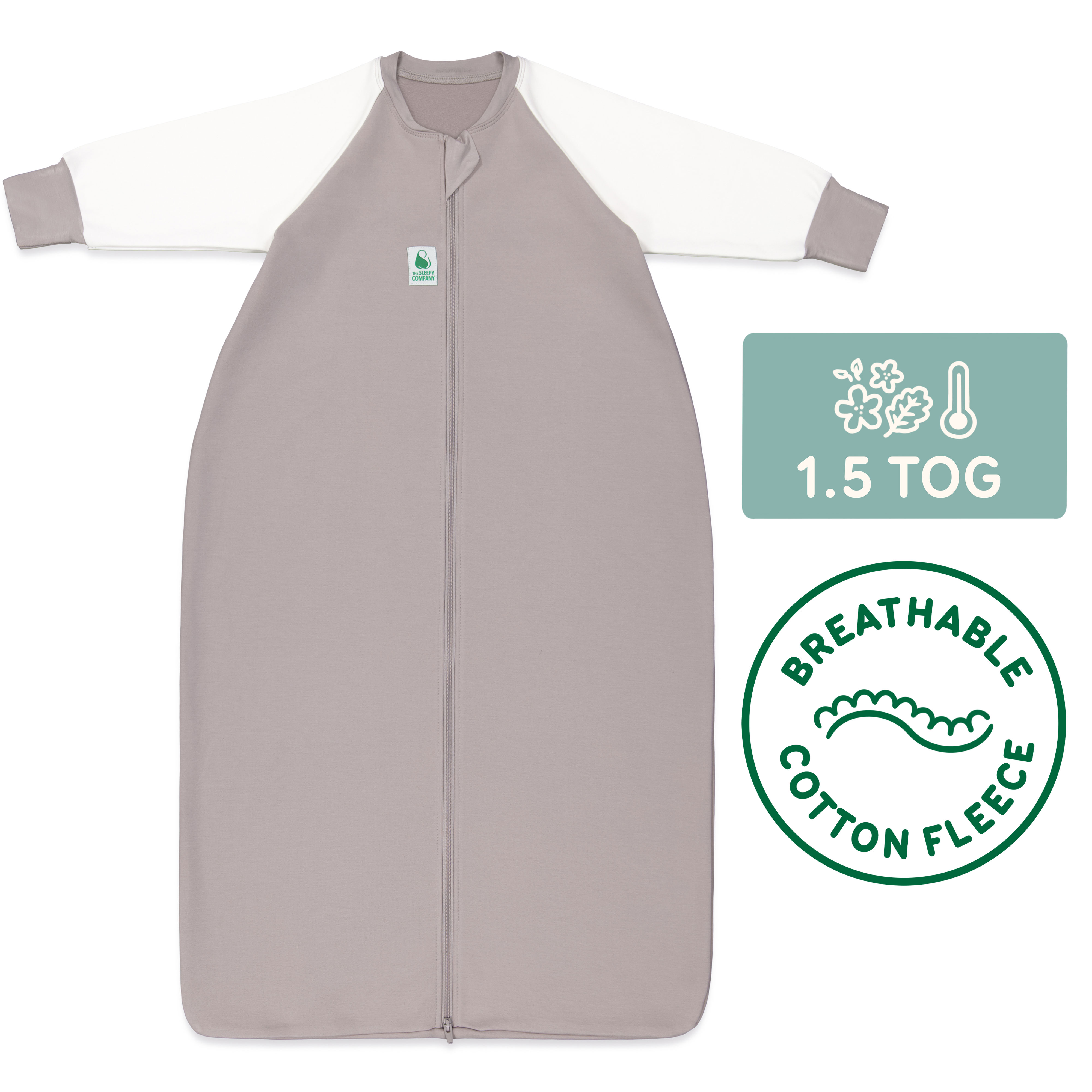 Sleeping Bag Tog Long Sleeve Dolphin Grey (Cotton Fleece)