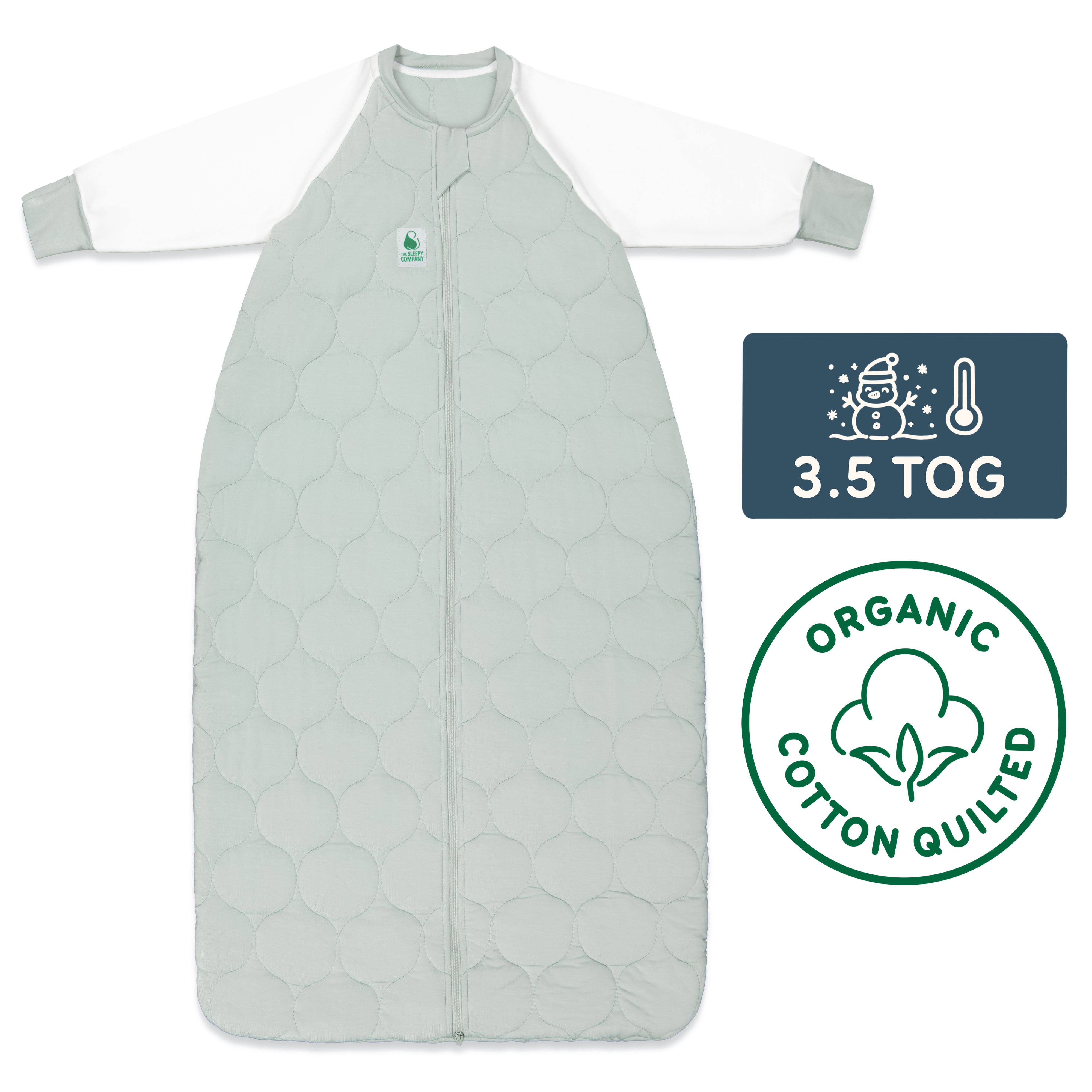 Sleeping Bag Tog Long Sleeve Jade Mist (Organic Cotton