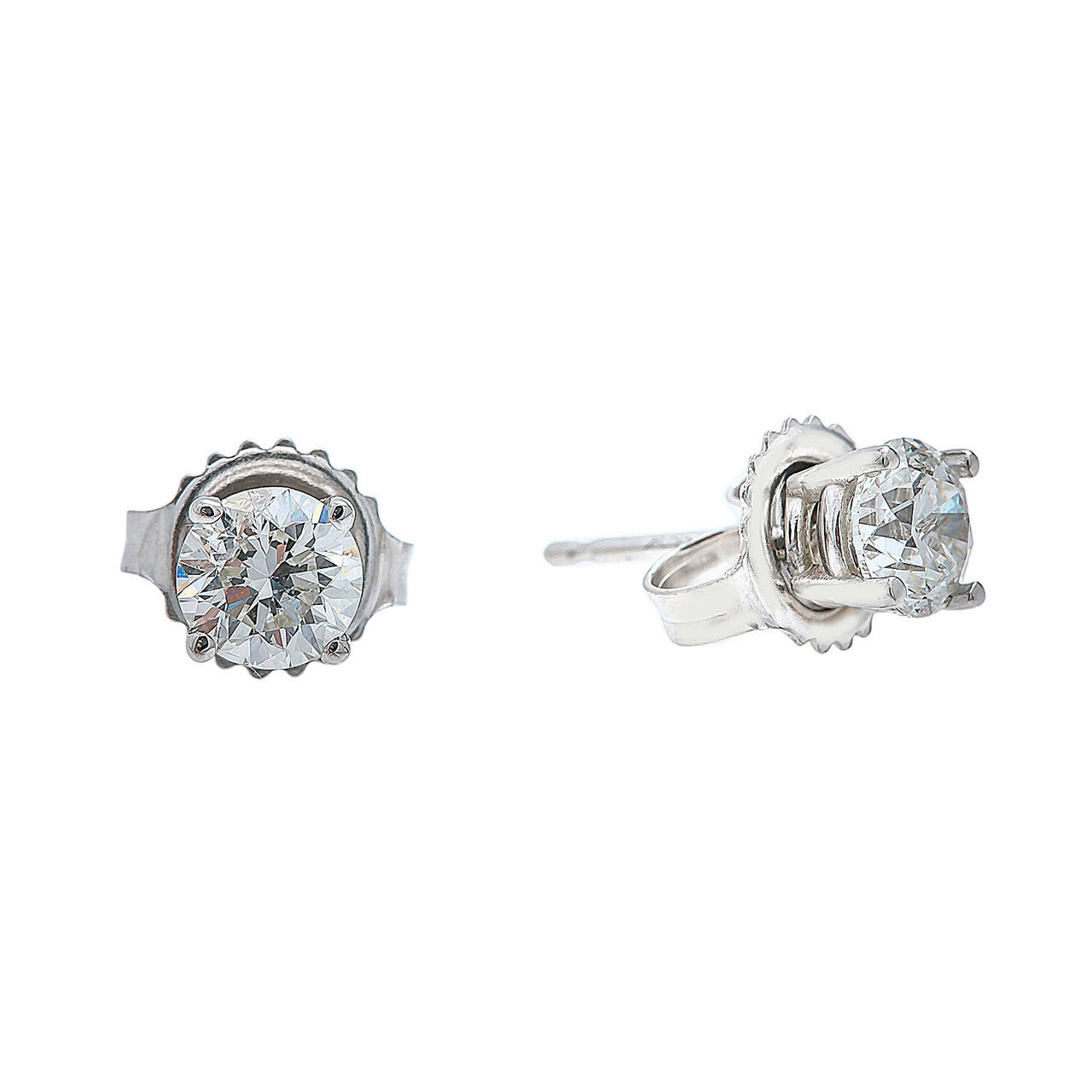 14K White Gold Diamond Studs 1.00 carats - Eliantte & Co