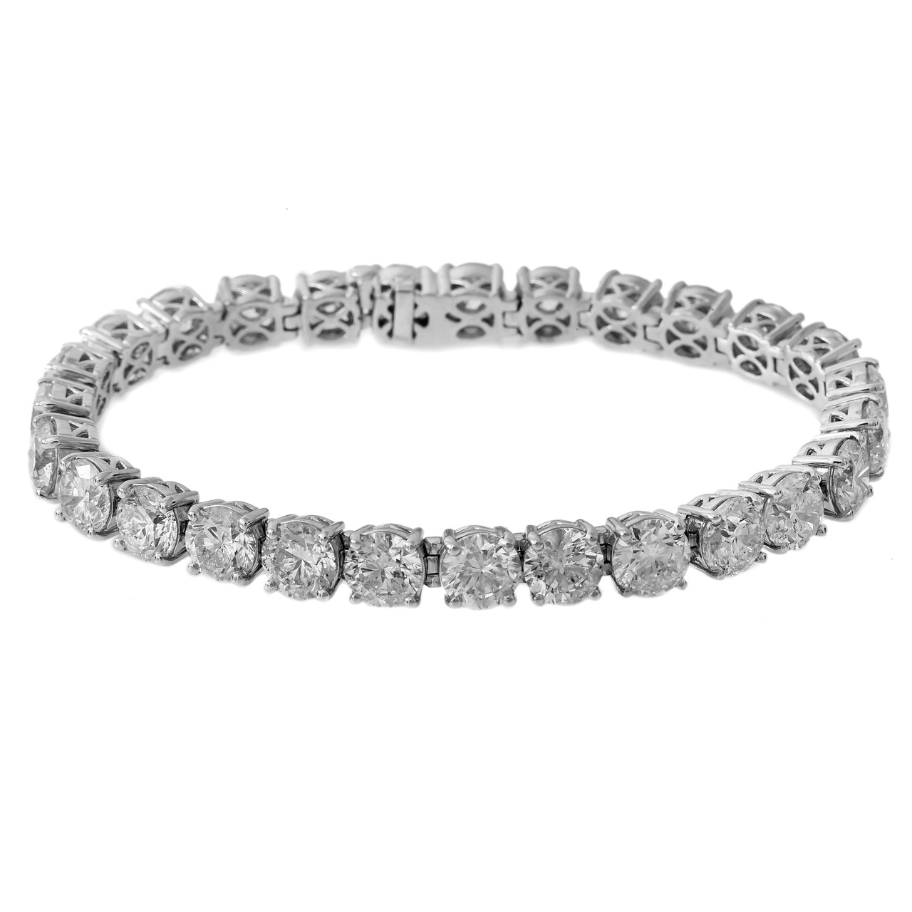 Platinum Round Brilliant Cut Diamond Tennis Bracelet 27.11 CTW ...