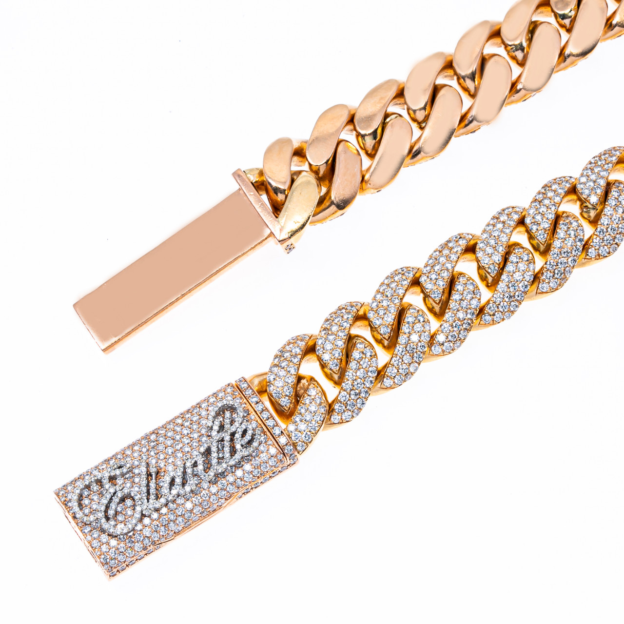 1 CT. T.W. Diamond Cuban Link Chain Necklace in Solid Sterling Silver with  14K Gold Plate - 18