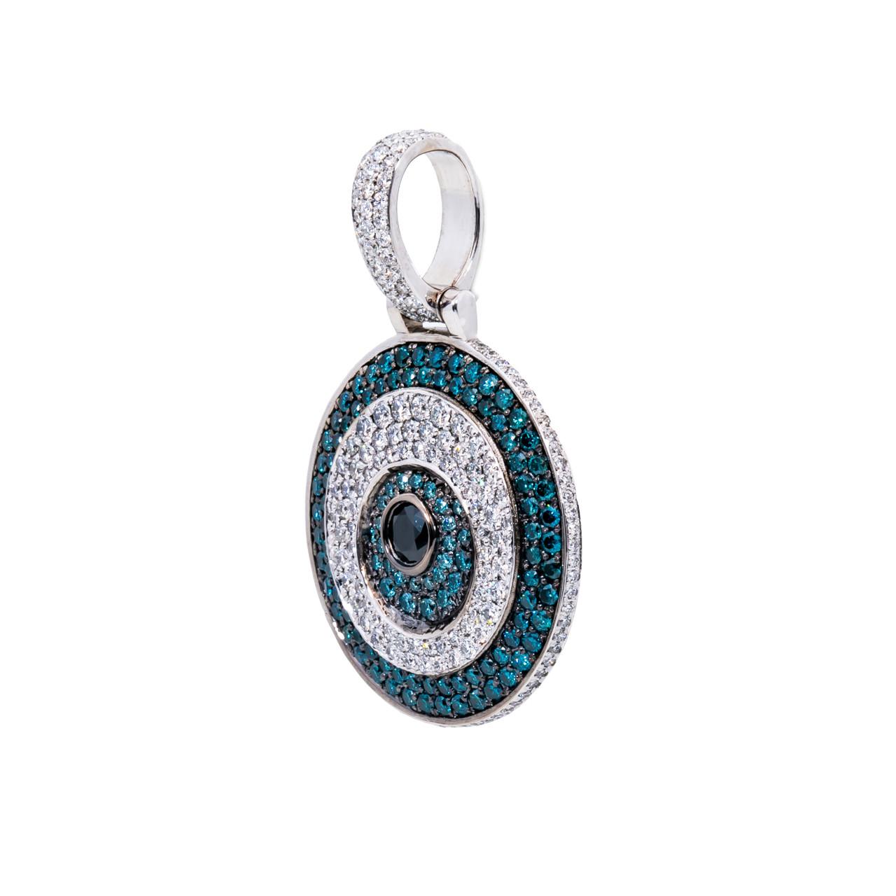 14k White Gold Diamond Evil Eye Pendant - Eliantte & Co