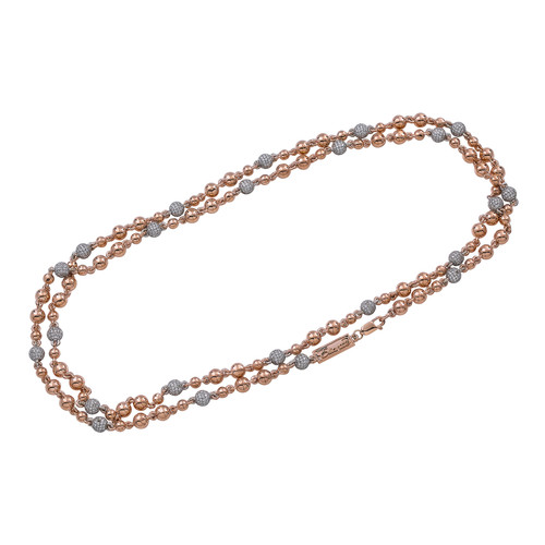 6MM 14k Rose Gold Diamond Ball Bead Chain