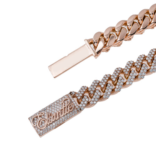 6MM 14k Rose Gold Diamond Ball Bead Chain