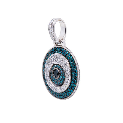 Blue Topaz & Diamond Evil Eye Necklace 1/15 ct tw Round-Cut 10K Yellow Gold  18